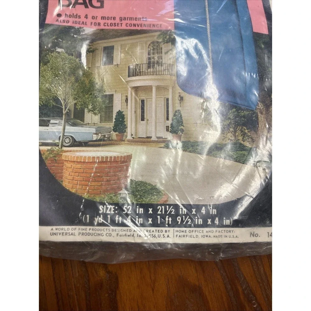 NOS VTG 1970 Ladies Dress Travel Bag Blue Vinyl 4 Dresses. No 1413 52x21.5x4 MCM